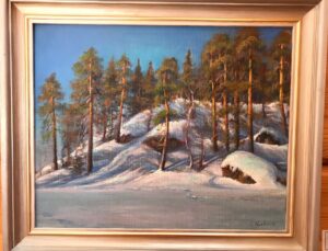 Taulu Kevät-talvi Inarijärvellä maisemataulu Teemu Kaski