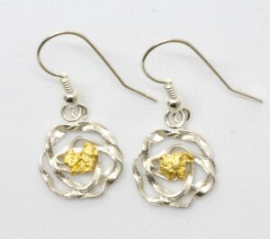 Kipinä Korvakorut kultahipuilla Hopeija-design Inari