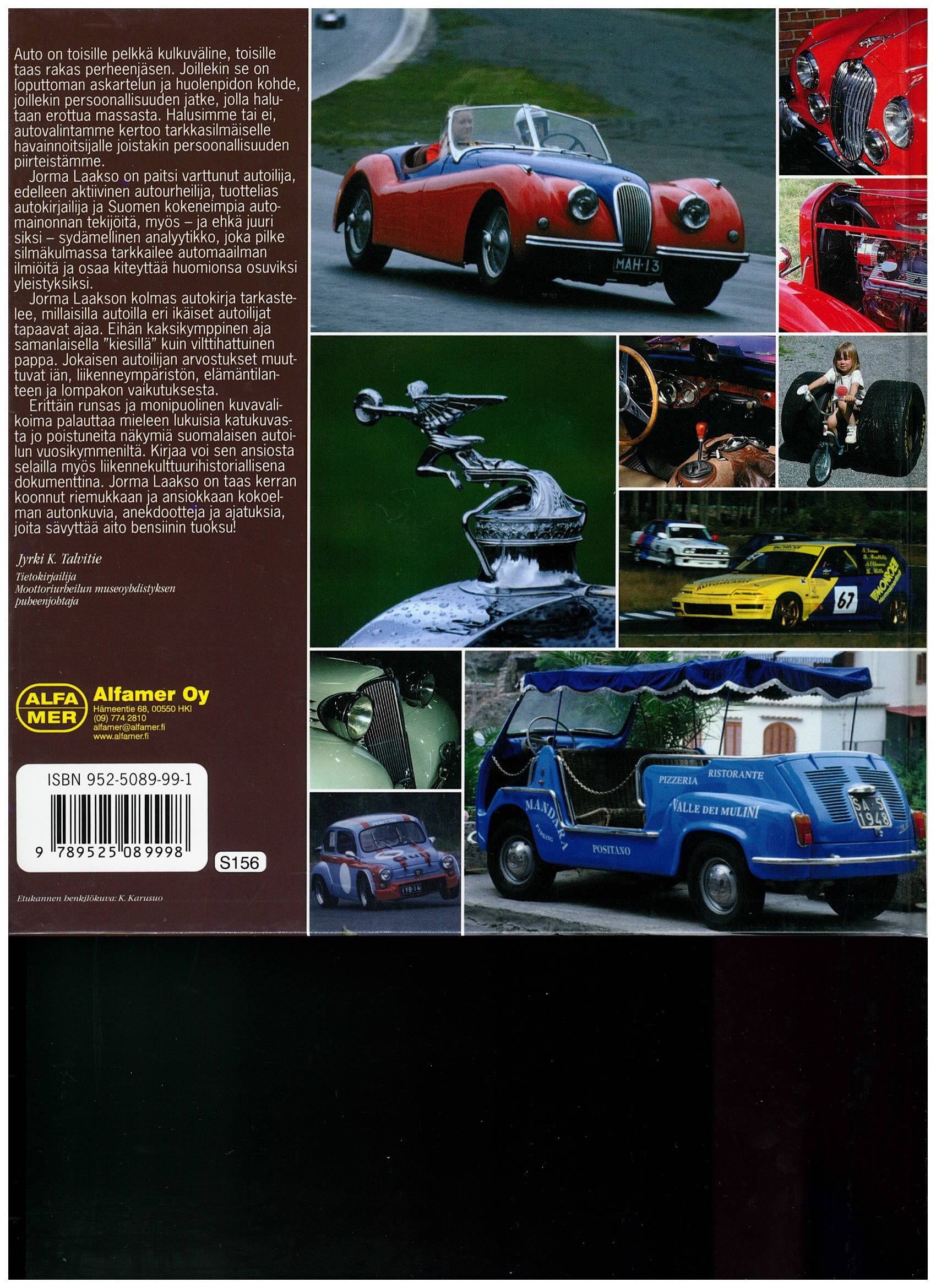 AUTOJA ikä kaikki Alfamer kirja takakansi
