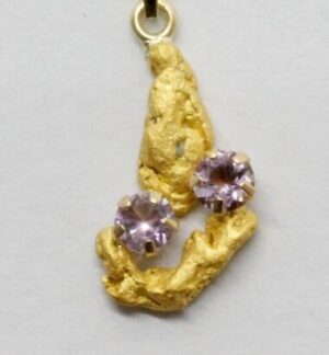 Ametistipari -kultahippu-riipus Lemmenjokikoru hippu 14mm