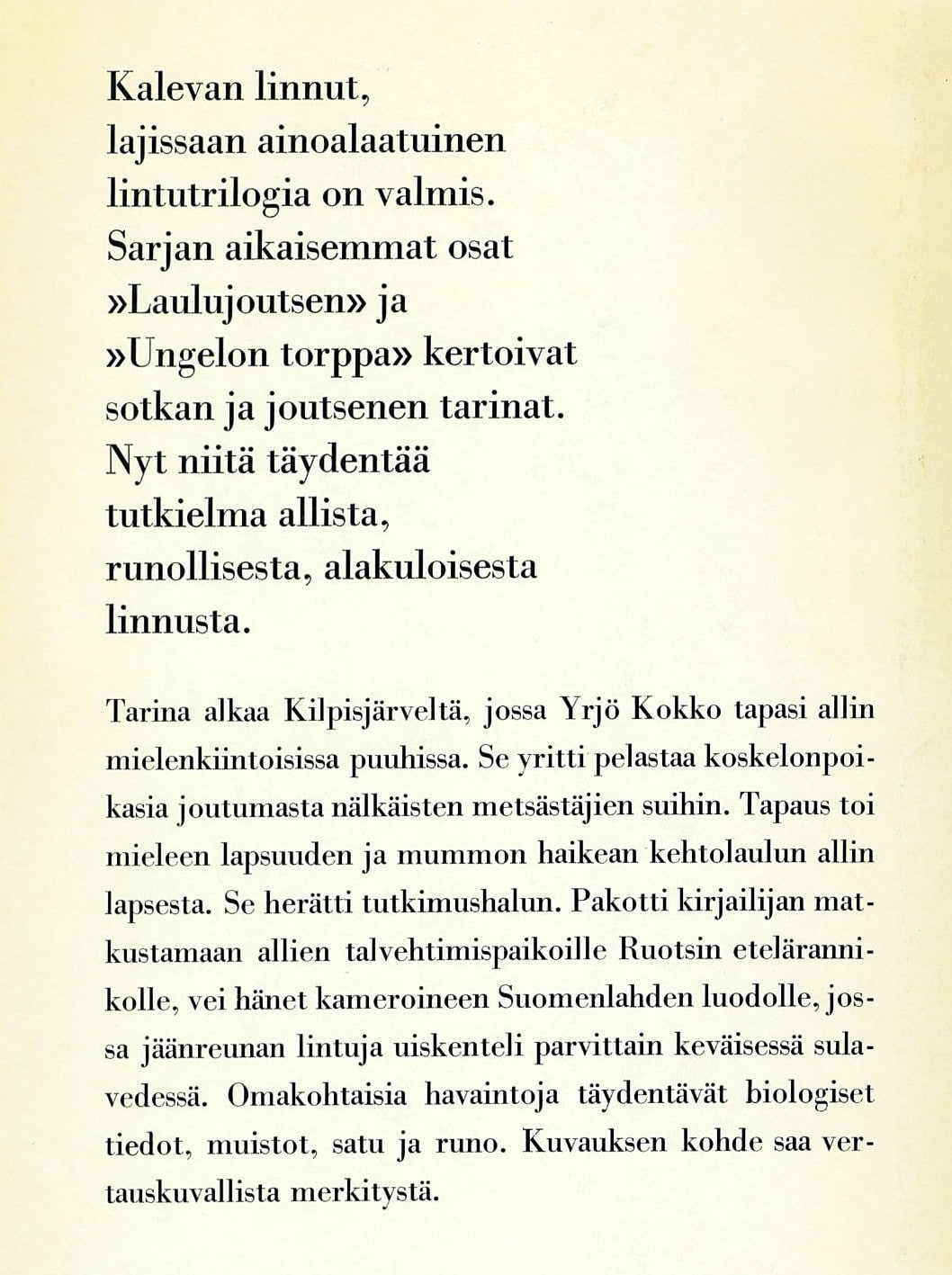 ALLI jäänreunan lintu; Kokko Yrjö antikvariaattikirja